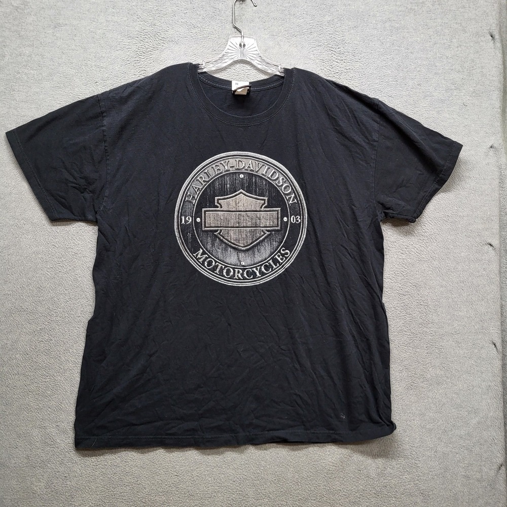 Harley-Davidson Men Shirt 2X Black El Paso Texas Biker Logo Short Sleeve READ